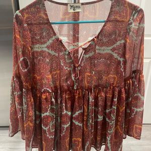 EUC Show Me Your Mumu Poet Tie Top - Belle of the Bali XS